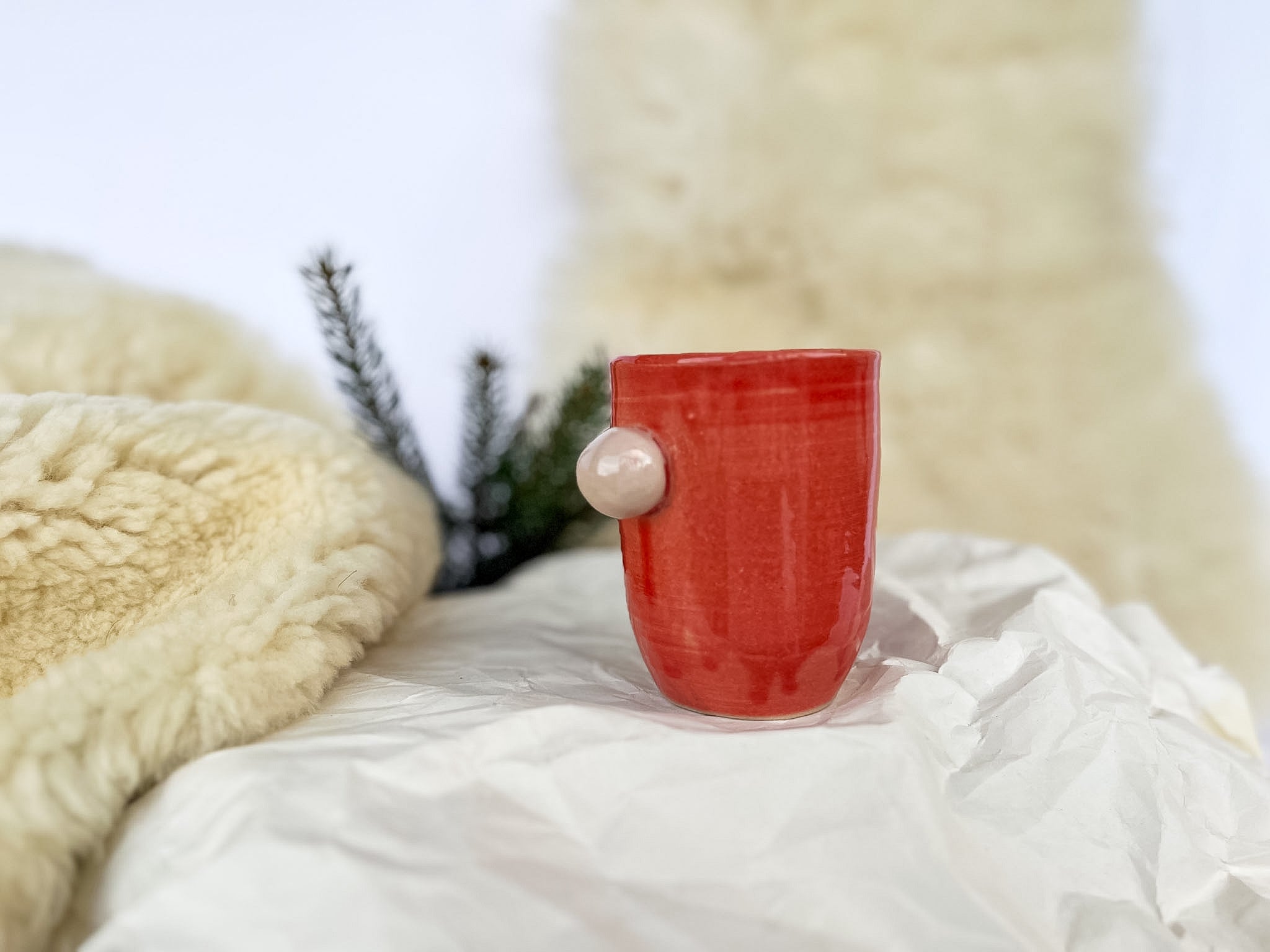 RDEČA skodelica z roza VELIKA