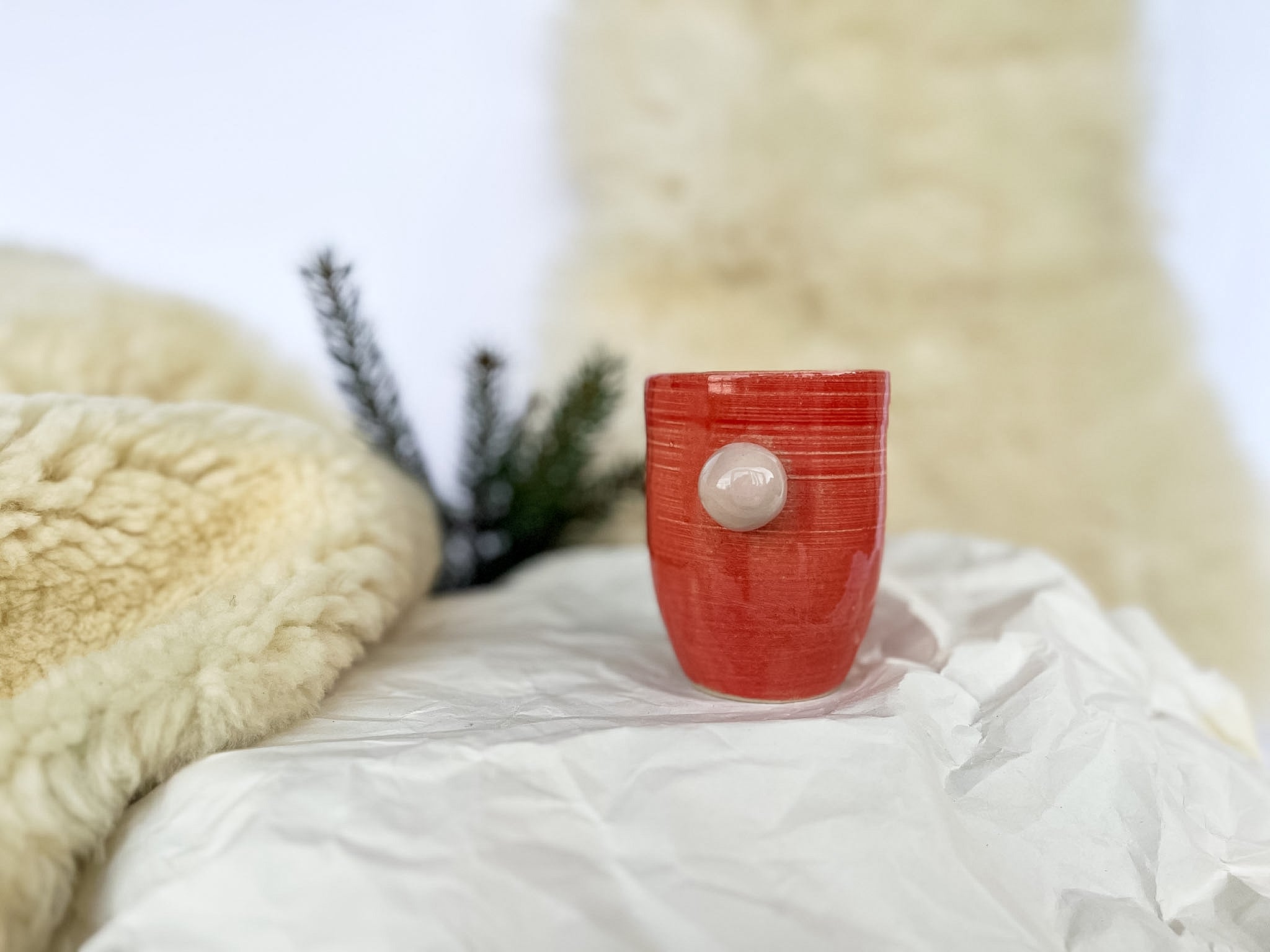 RDEČA skodelica z roza VELIKA