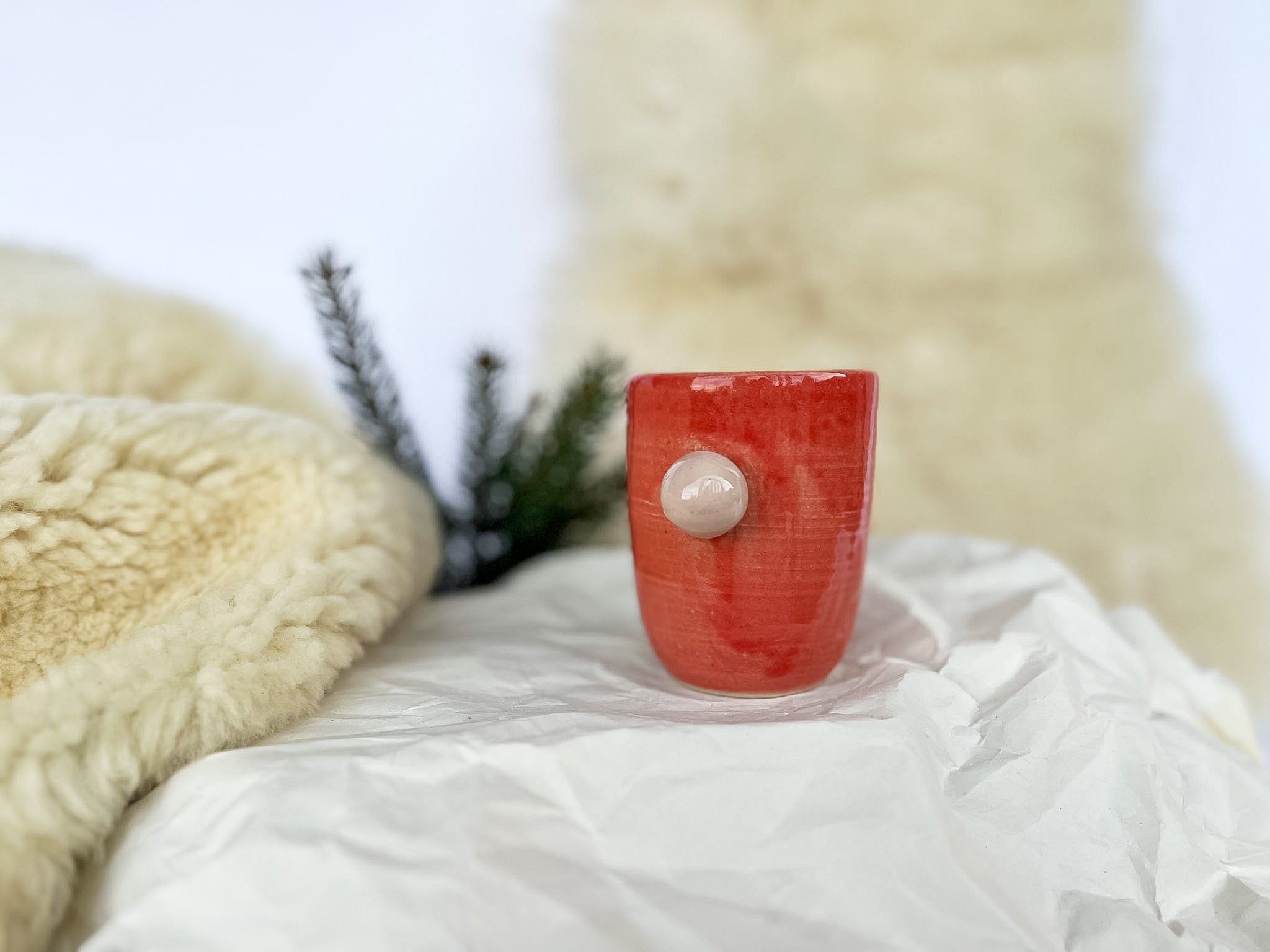 RDEČA skodelica z roza VELIKA